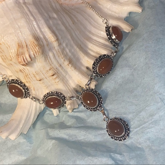 Carnelian vintage handcrafted 6 gem necklace - Picture 1 of 6
